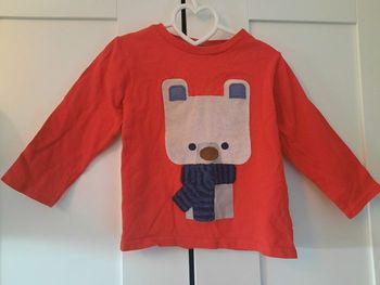 Haut Manches Longues Bébé Rouge Ours Obaïbi 18M