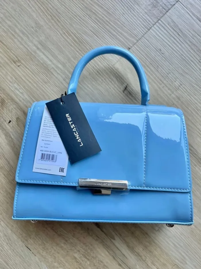 Sac Lancaster Firenze Cuir Vernis Bleu