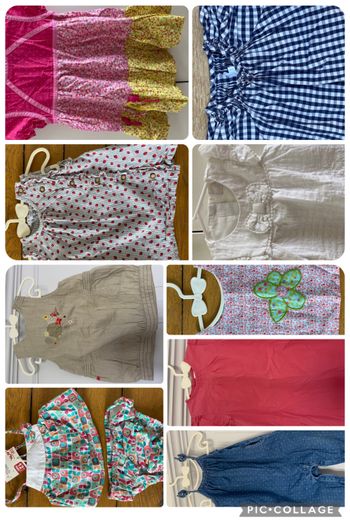 Lot bébé vêtements été fille 12 mois robe, teeshirt salopette, débardeur