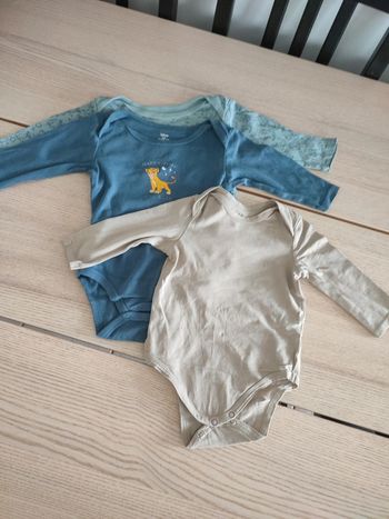 Lot de 3 bodies bleus et beige tape à l'oeil Disney