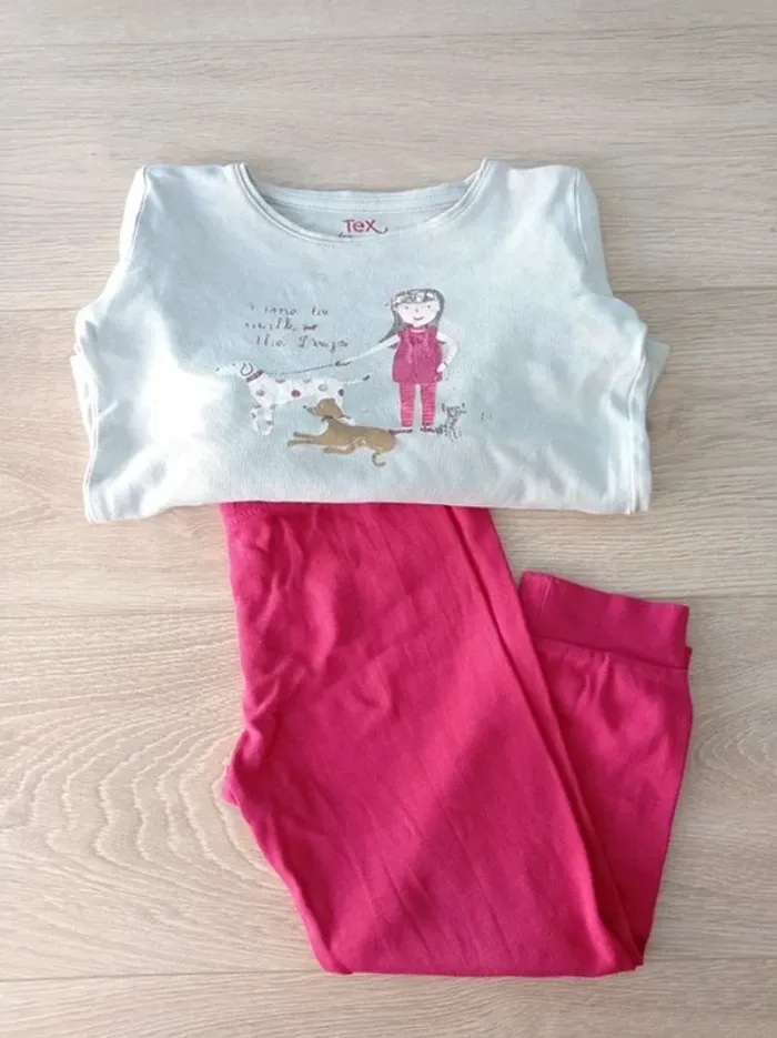 Pyjama fille 2 pièces rose et gris Tex 3/4ans