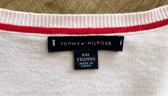 Pull rose avec des points, col V, bleu marine, Tommy Hilfiger, femme, taille : XXL - photo numéro 3
