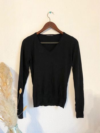 Pull noir col v taille xs 34 mim