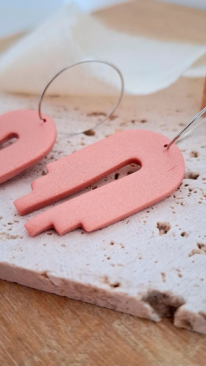 Boucles d’oreilles Arche 🌸 Rose poudrée - Modèle unique (neuve) - photo numéro 7