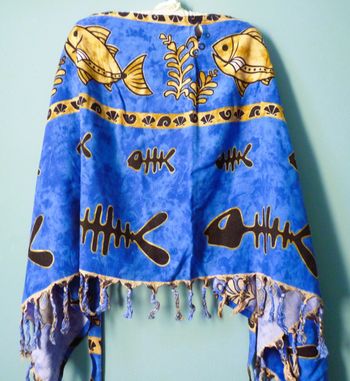 Pareo Fille T.U. Plage vacances poissons bleu TBE