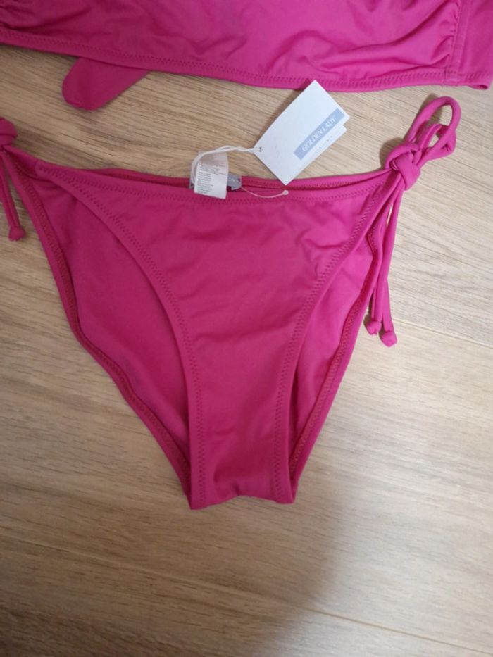 Ensemble maillot de bain 2 pièces rose fuchsia Golden Lady taille 2, 36,38 - photo numéro 3