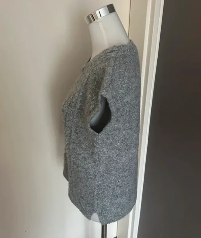 Armand Thierry, pull manches courtes laine femme taille 40 gris chiné - photo numéro 5