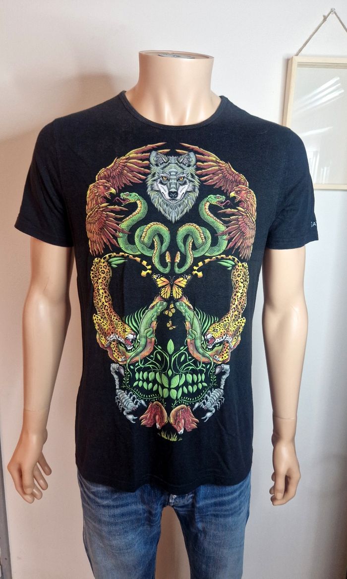 Ay Güey – T-shirt Vintage Skull & Wolf – Taille L – Style Mexican Art