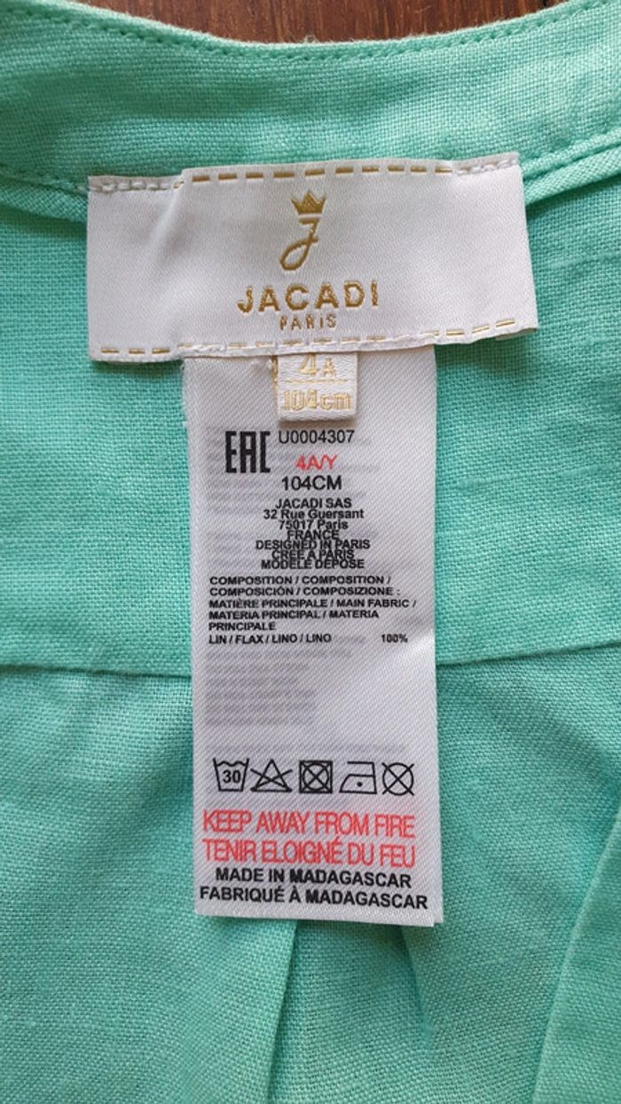 Chemise en lin Jacadi menthe turquoise 4 ans - photo numéro 4
