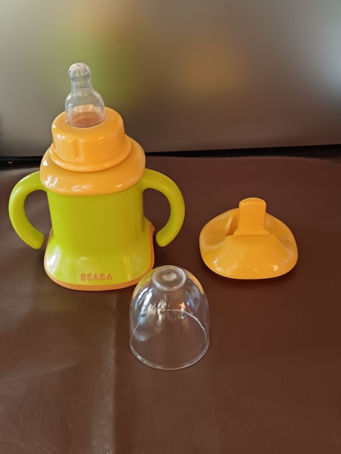 Tasse Evoluclip 3 en 1 BEABA Vert/Jaune Orangé - photo numéro 2