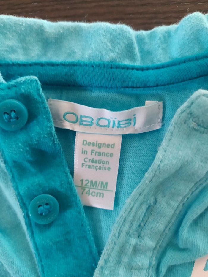 T-shirt été manche courte Obaibi 12 mois requin aquatic deep blue sea - photo numéro 3