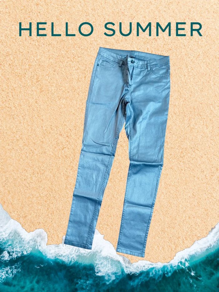 Jean gris métallisé femme 38
