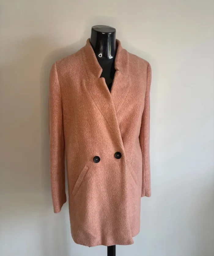 Manteau rose Stradivarius – Taille S – Coupe droite chic - photo numéro 3