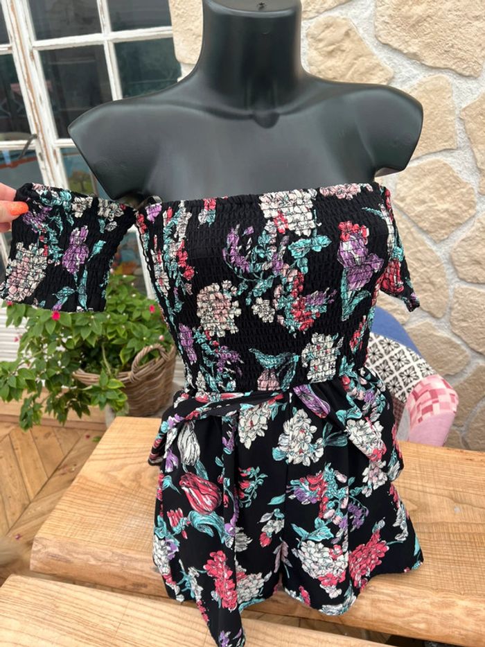 Robe longue amisu new yorker taille S 36 Combishort combinaison short été cape noire à fleurs - photo numéro 11