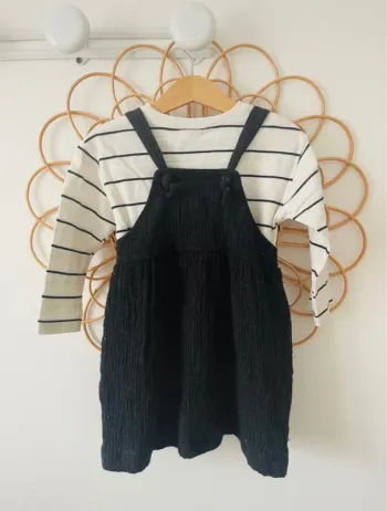 Ensemble salopette robe et pull marinière Zara