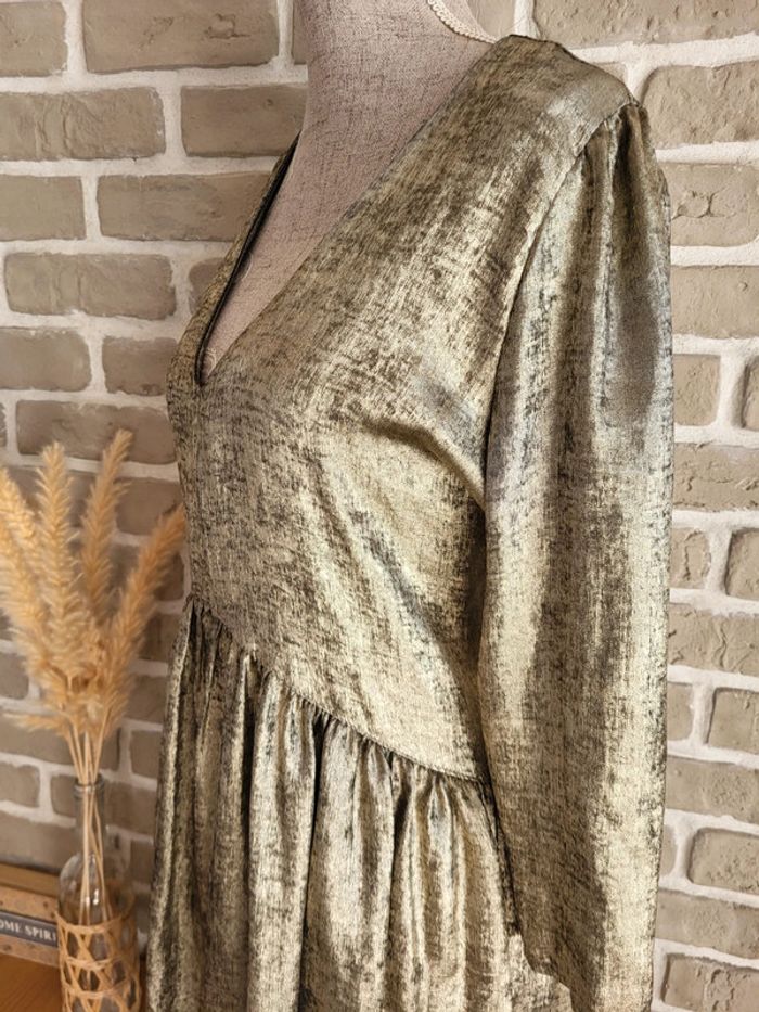 Robe fluide métallisée dorée - Vintage Love - Made in France - photo numéro 10