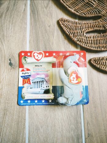🐻Coffret peluche Ty teenie Beanie babies Righty the Elephant American trio