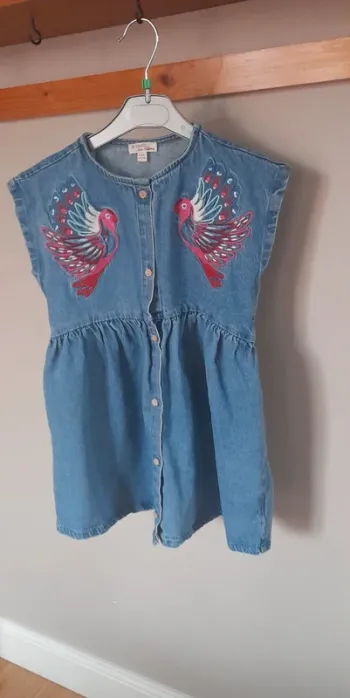 Robe jeans DPAM fille 6 ans oiseaux perroquet
