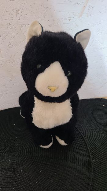 peluche chat noir et blanc marque nounours vintage