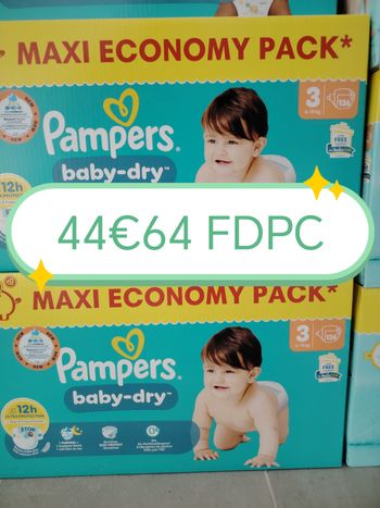 2 cartons de 136 couches pampers baby-dry en taille 3, 272 couches.