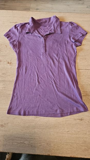 Polo à manches courtes, femme, Just me and my polo, mauve, taille L, peu mis