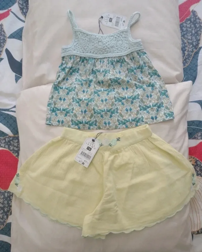 Short jaune brodé "La baie des anges" 7 ans - photo numéro 5