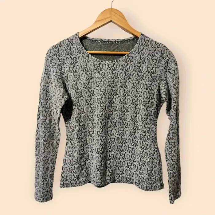 Haut rétro - manches 3/4 - gris