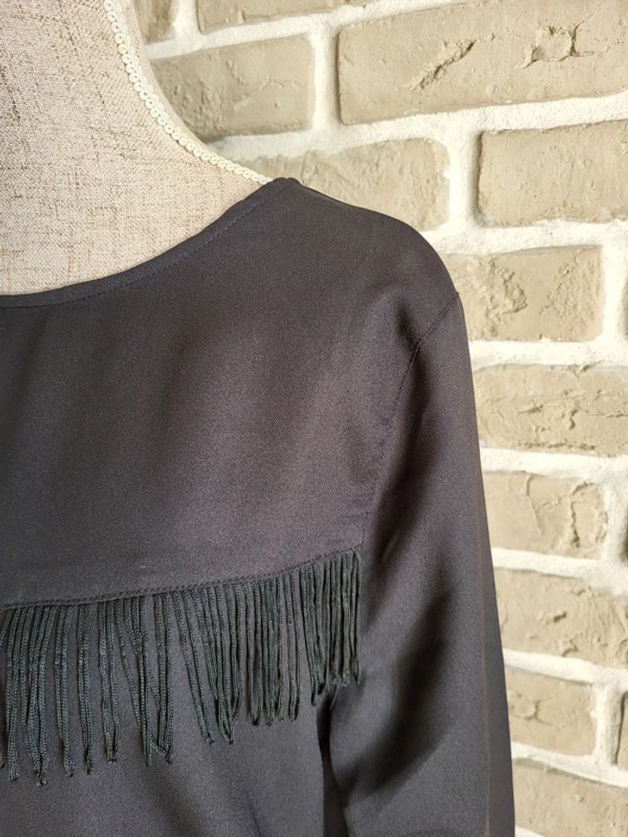 Blouse fluide noire à franges Arkitect - Neuve - photo numéro 4