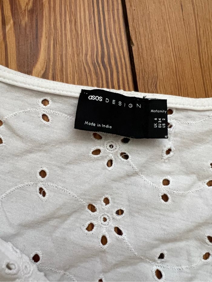 Robe de grossesse blanche broderie anglaise - photo numéro 3