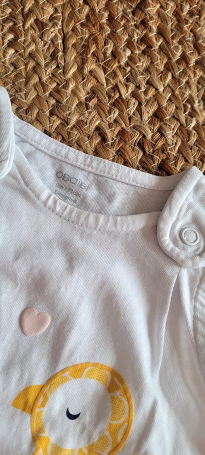 Magnifique Ensemble Short et Débardeur blanc jaune citron 🍋 perroquet Obaïbi 9mois comme neuf - photo numéro 5