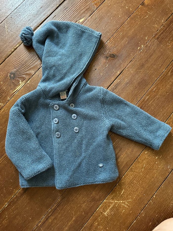 Manteau Cyrillus veste capuche bleu 6 mois