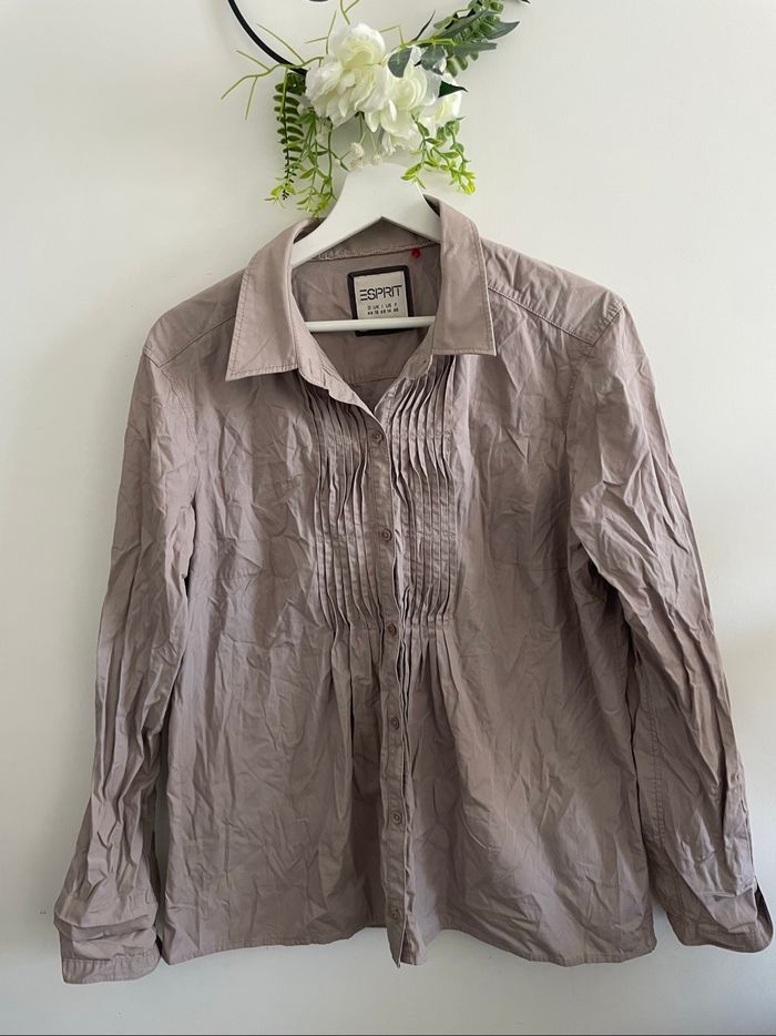 🌸chemise /Blouse manches longues marron clair taille 46 esprit 🌸