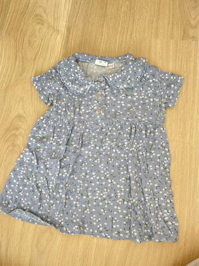 Robe fleurie bleu à col bébé fille Zara 2 3 ans