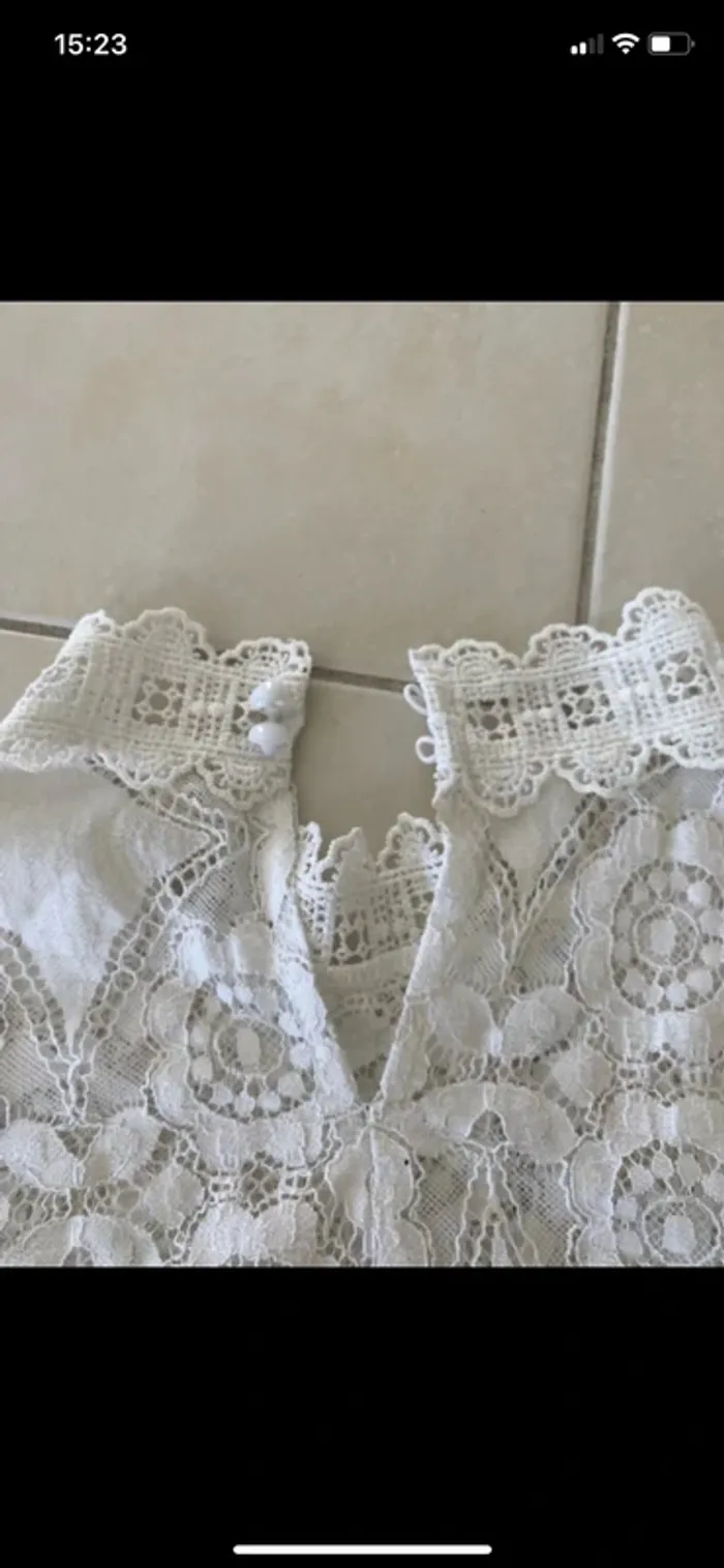 Haut en dentelle blanc femme - photo numéro 7