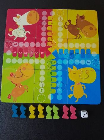 Jeu petits chevaux plateau puzzle Avec pions en bois et 🎲