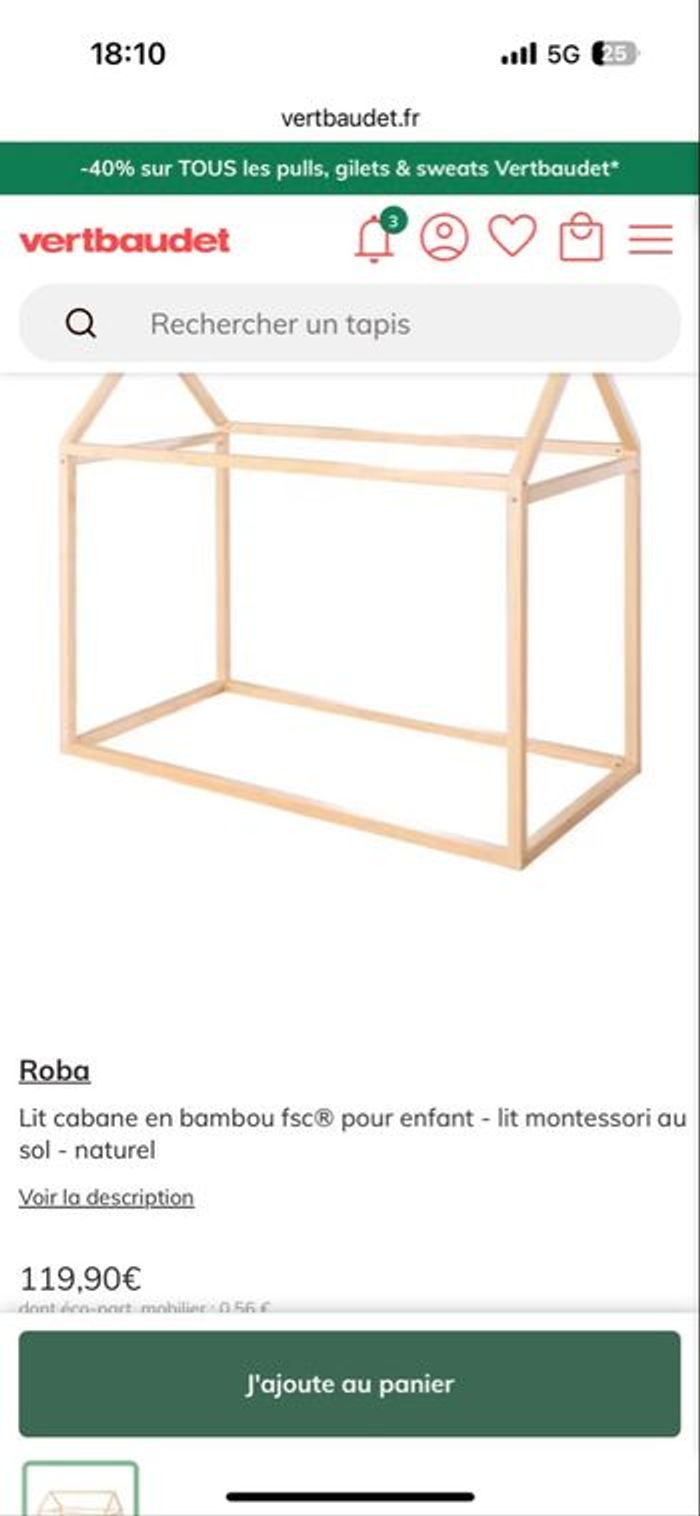 Lit cabane en bois - photo numéro 2