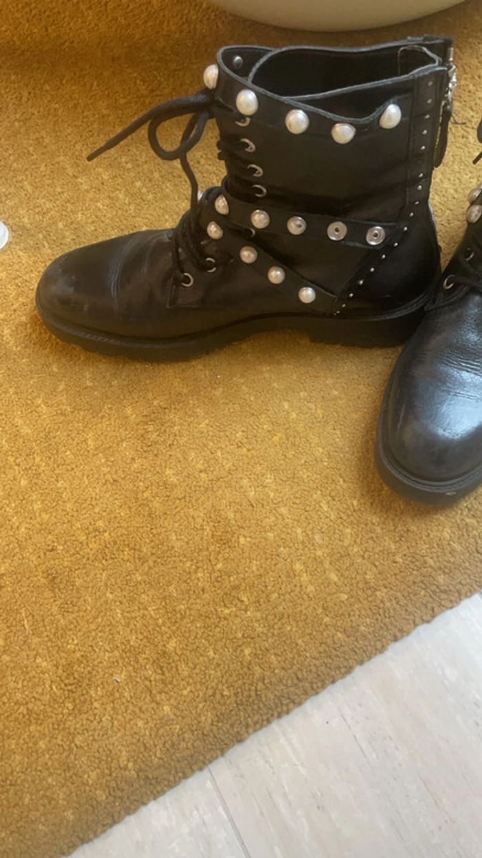 Bottines noires Zara à perles – Taille 41 - photo numéro 2