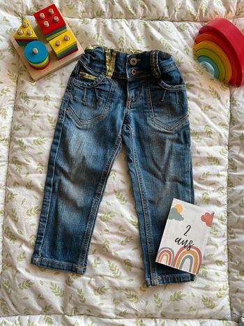 jean bleu taille réglable 2 ans vynil fraise