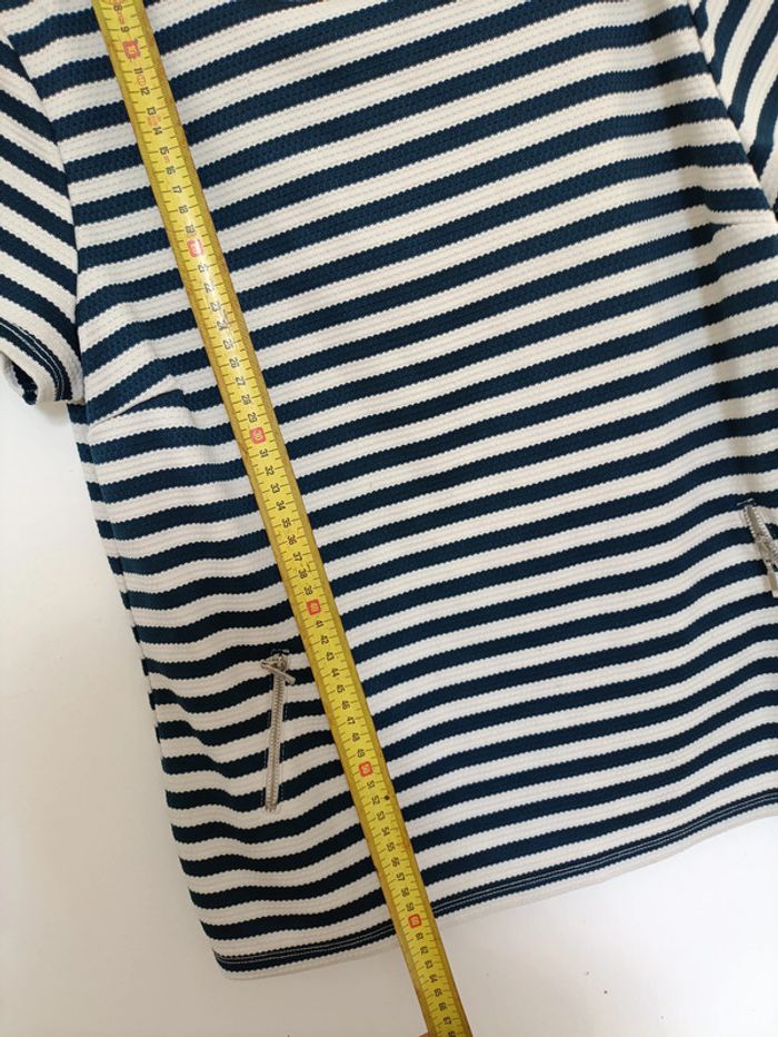 Top rayé épais bleu marine et blanc Camaïeu vintage fermeture - photo numéro 5