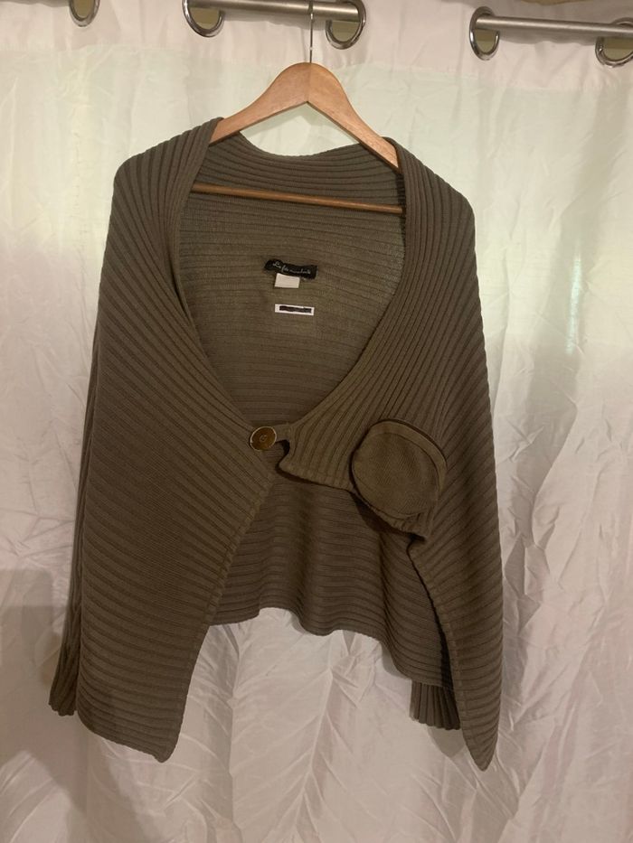 Cardigan grosse maille original La fée maraboutée taille XL kaki très bon état - photo numéro 8