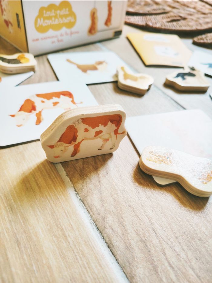 🐮Jeu d'association Montessori Les animaux de la ferme en bois marque Nathan - photo numéro 2