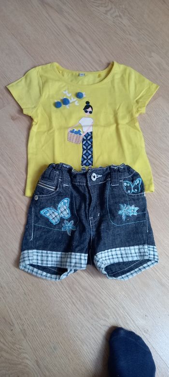 Short et tee shirt fille 3 ans