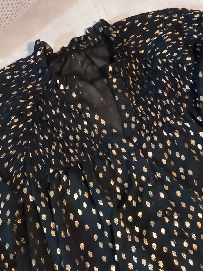 Chemisier noir a pois doré - photo numéro 2