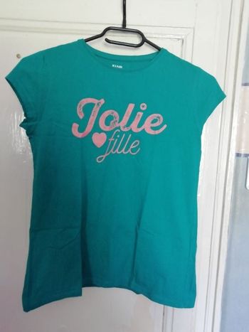 T-shirt vert imprimé, marque Kiabi, taille 12 ans