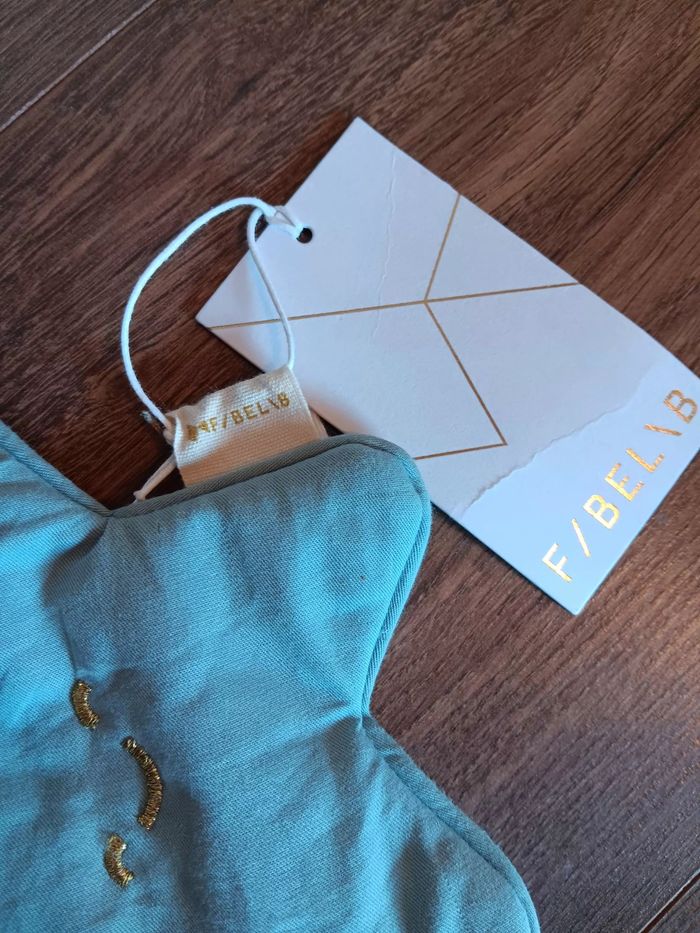 Petit sac Fabelab - motif étoile bleu avec broderie doré - avec étiquette - photo numéro 5