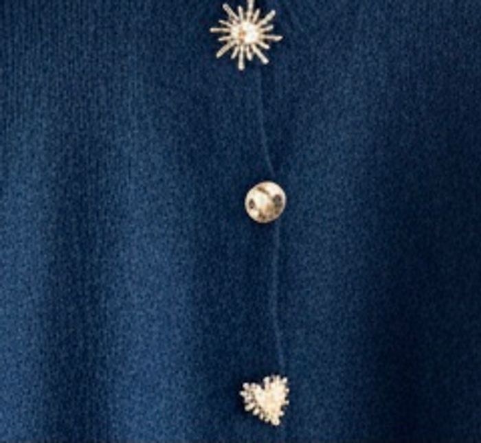 Gilet bleu marine avec bijoux boutons dorés - photo numéro 2