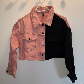 Veste en jean bicolore courte
