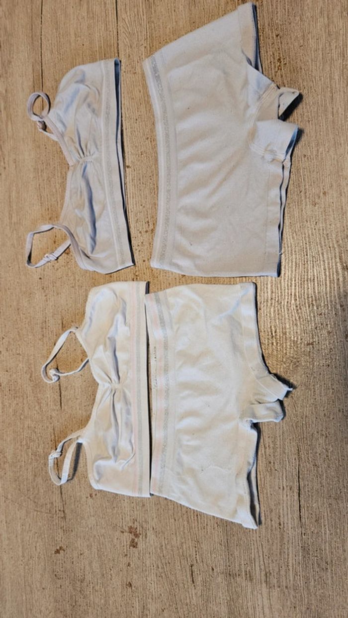 Lot de 2 ensembles fille de 6/8 ans blanc et gris - photo numéro 2