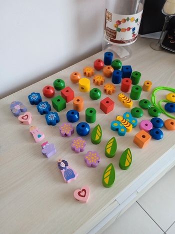 Grosses perles bois multicolores