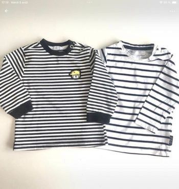 Lot de 2 t-shorts  rayés manches longues 6 mois